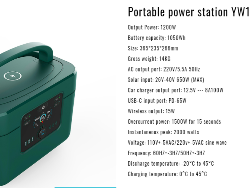 1200W Portable power station 